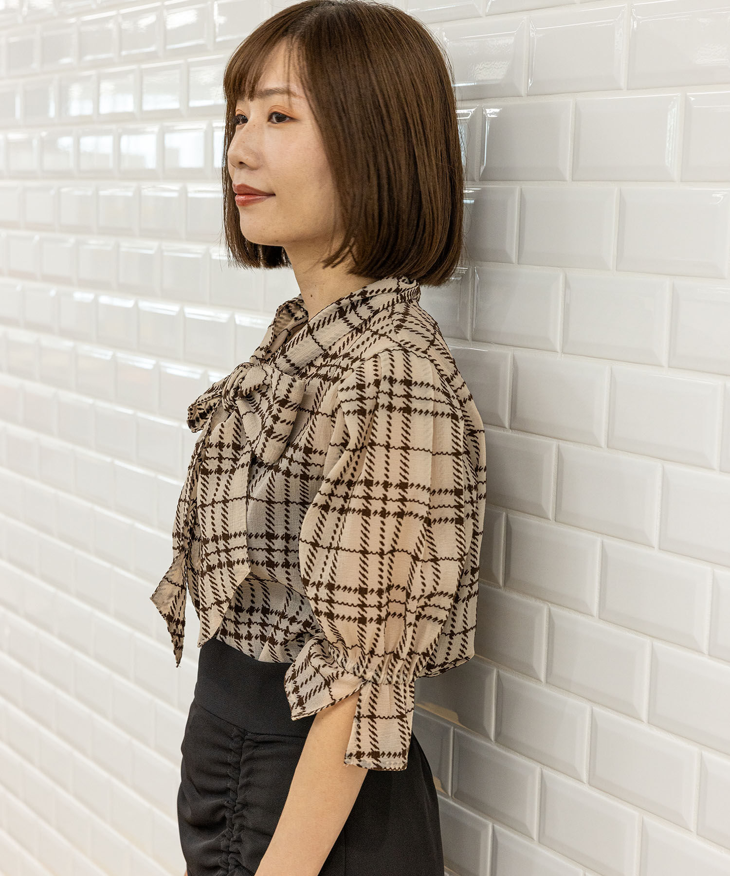 VIS「【選べる素材】アソートボウタイリボンブラウス」|シャツ・ブラウス|