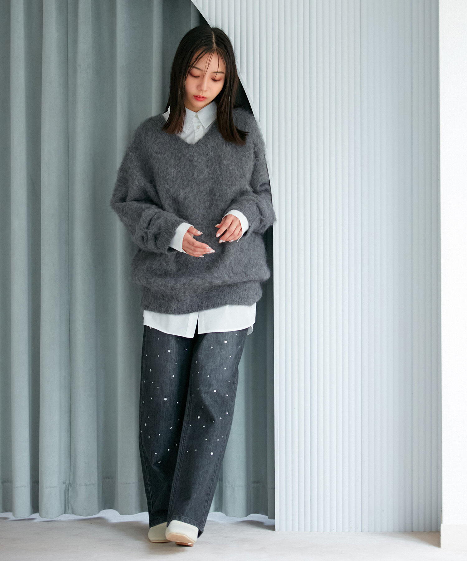 VIS「【前後2WAY】毛混トゥンカロンニット」|ニット・セーター|