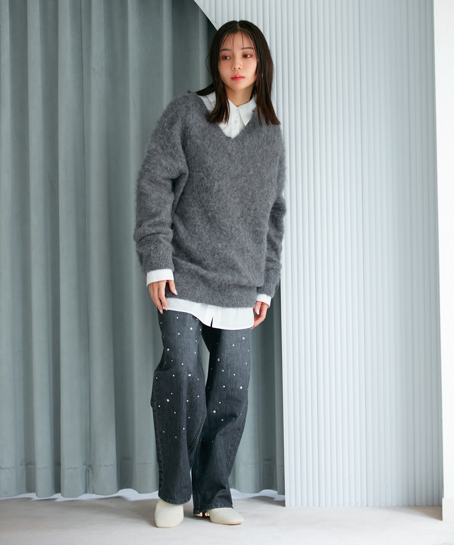 VIS「【前後2WAY】毛混トゥンカロンニット」|ニット・セーター|