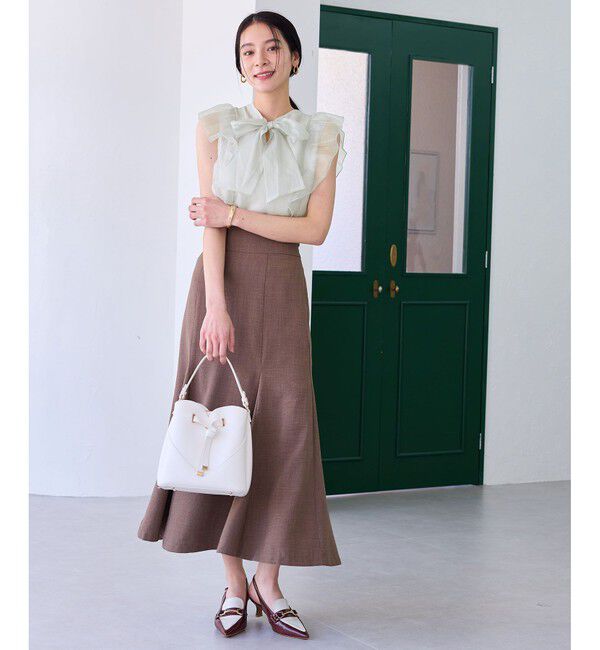 VIS「主役級！華やぎシアーシャイニーボウタイフリルブラウス【前後2WAY】【洗える】」|シャツ・ブラウス|