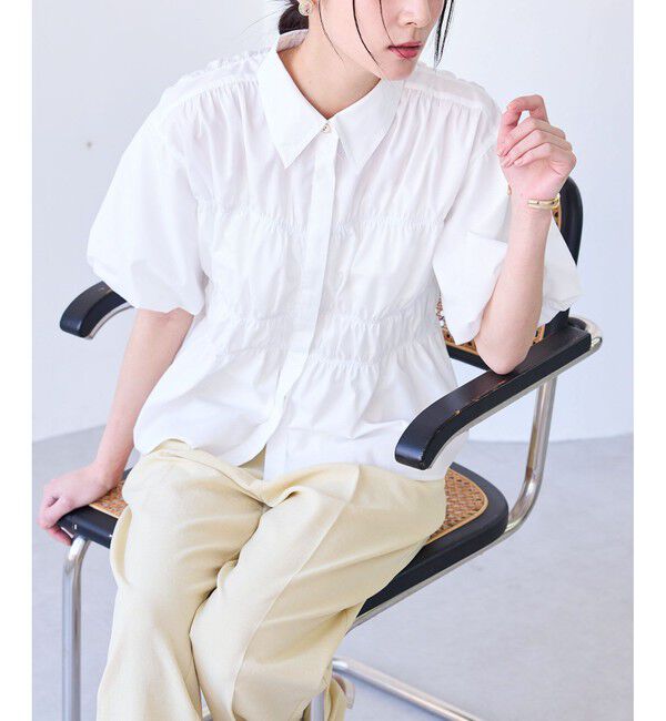 VIS「シャーリングバルーンシャツ」|シャツ・ブラウス|ホワイト(10)