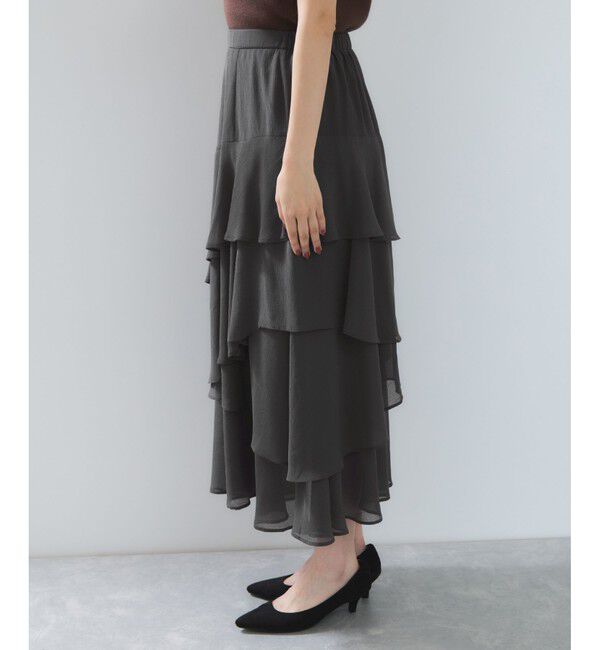 VIS「花柄アソート楊柳ティアードスカート」|スカート|