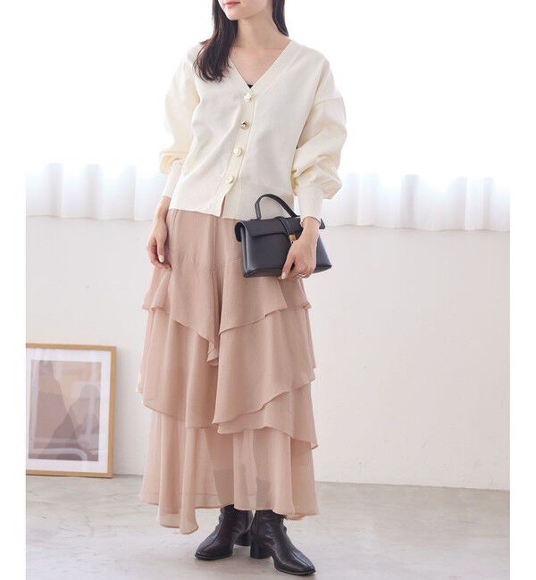 VIS「花柄アソート楊柳ティアードスカート」|スカート|