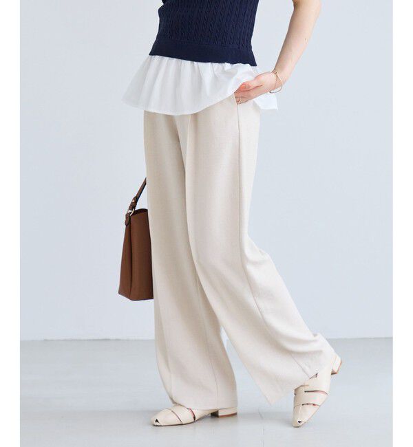 VIS「美easyリネンライクワイドパンツ/イージーケア・接触冷感・セットアップ対応」|チノ|