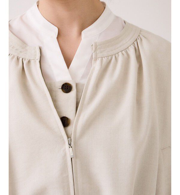 VIS「美easyリネンライクジップ裾フリルブルゾン/イージーケア・接触冷感」|ブルゾン・スタジャン|