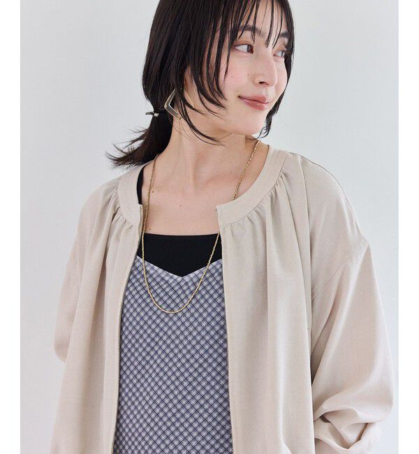 VIS「美easyリネンライクジップ裾フリルブルゾン/イージーケア・接触冷感」|ブルゾン・スタジャン|