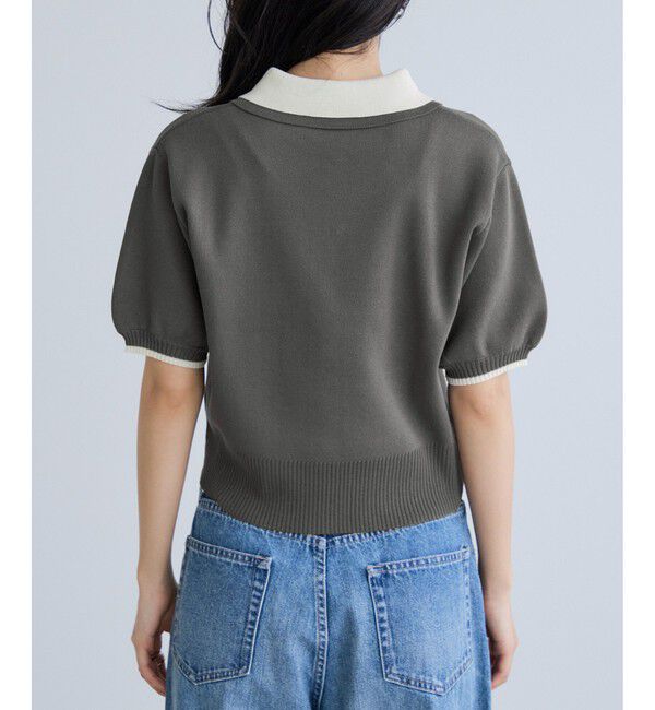 VIS「ダブルカラー半袖ポロニットトップス/イージーケア・WEB限定カラー」|ポロシャツ|