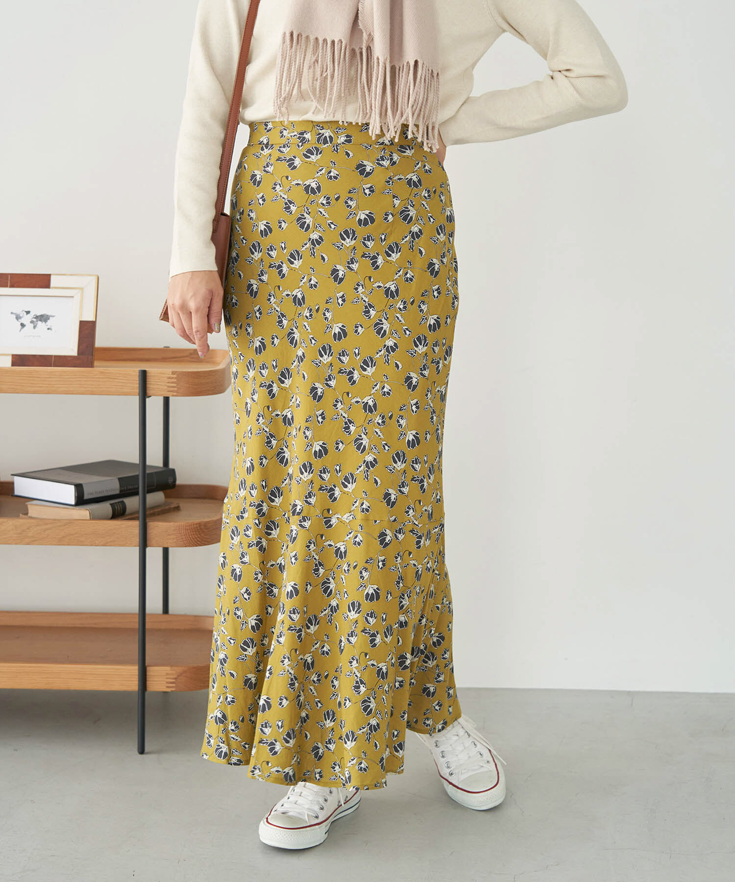 Rope&rsquo;Picnic「ドット/花柄麻混マーメイドスカート」|スカート|