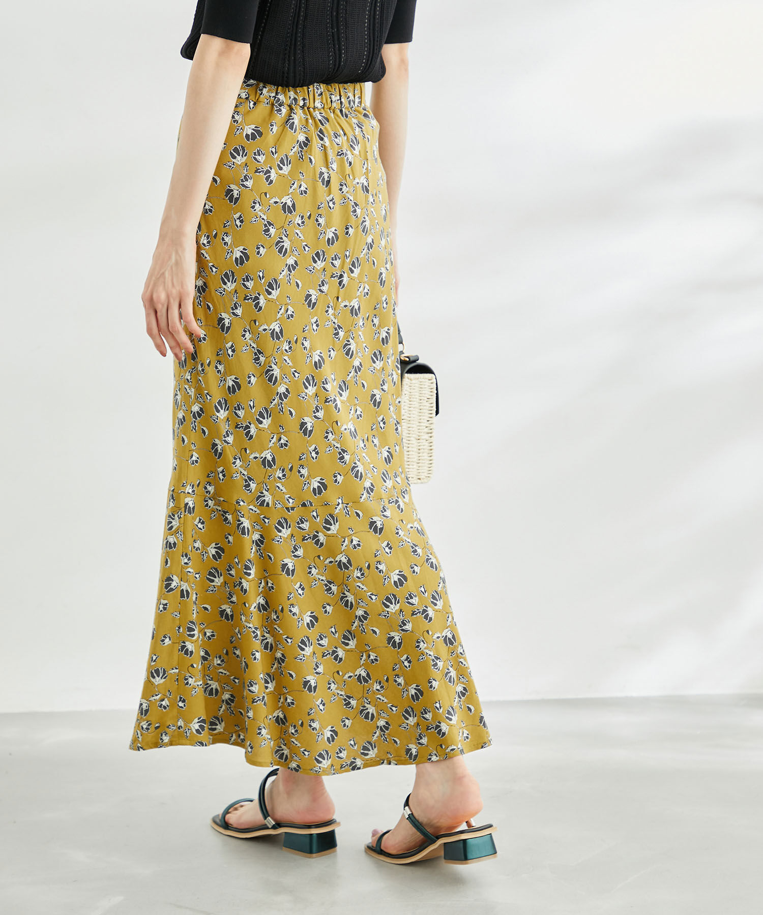 Rope&rsquo;Picnic「ドット/花柄麻混マーメイドスカート」|スカート|