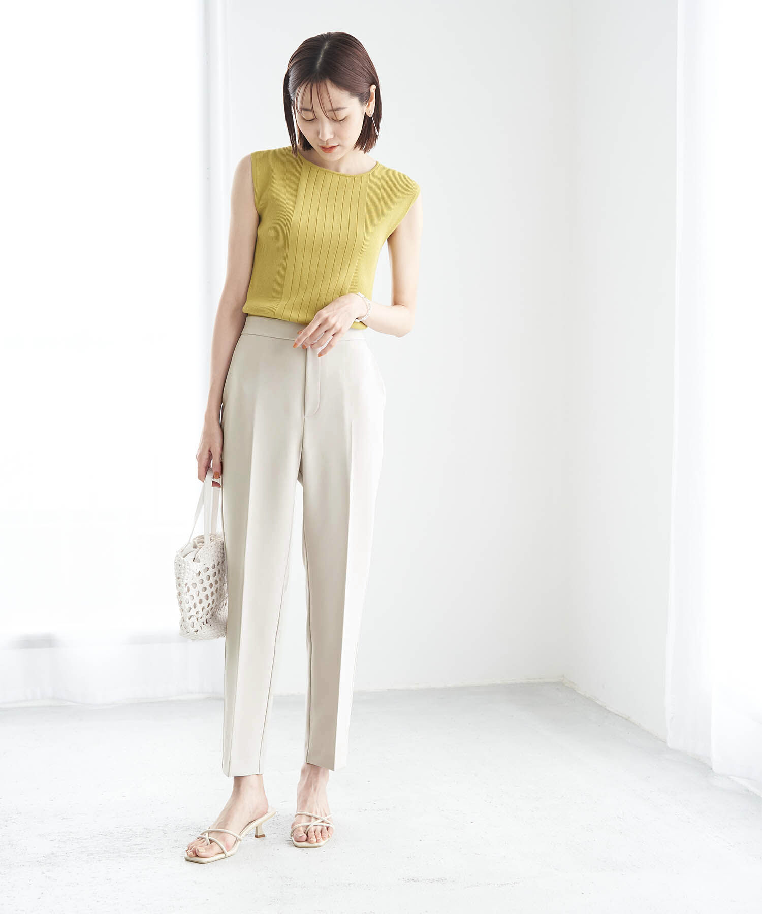 Rope&rsquo;Picnic「ラク美/ストレートカラーパンツ」|スラックス|