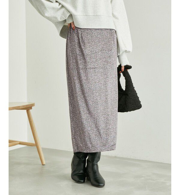 Rope&rsquo;Picnic「リンクコーデ/花柄ベロアアイラインスカート」|スカート|グレーサブ(09)