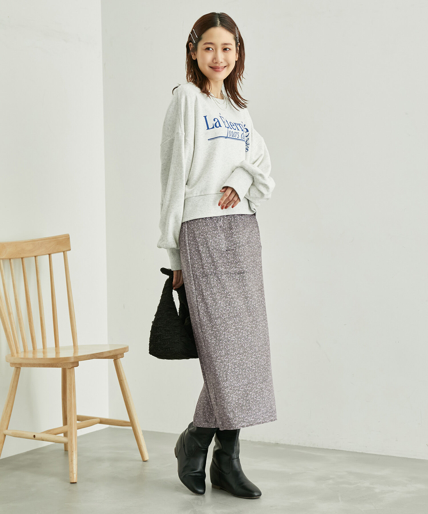 Rope&rsquo;Picnic「リンクコーデ/花柄ベロアアイラインスカート」|スカート|