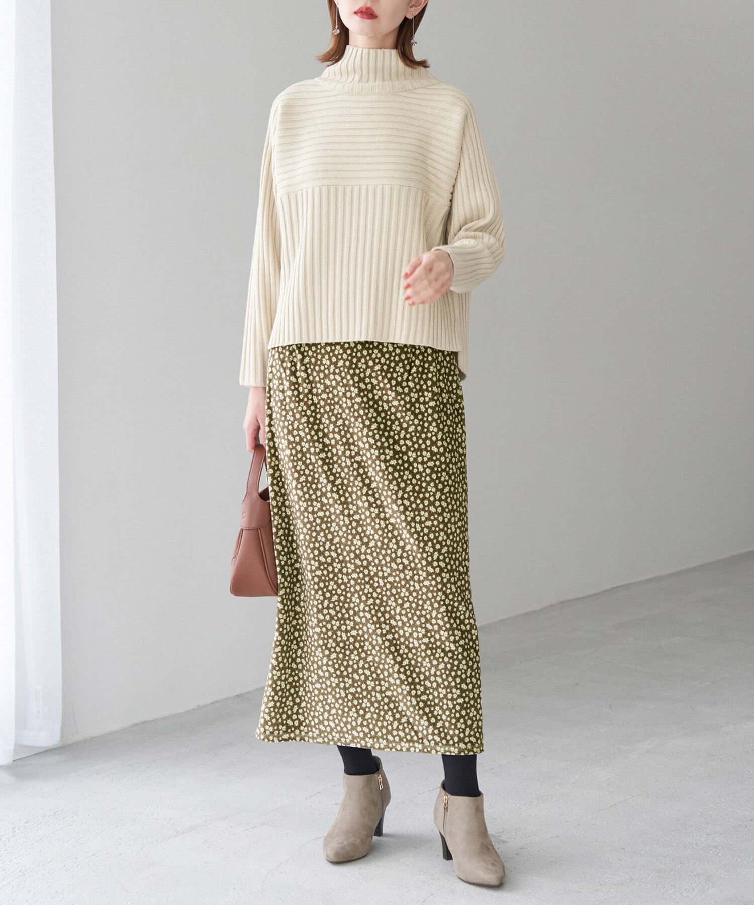 Rope&rsquo;Picnic「リンクコーデ/花柄ベロアアイラインスカート」|スカート|