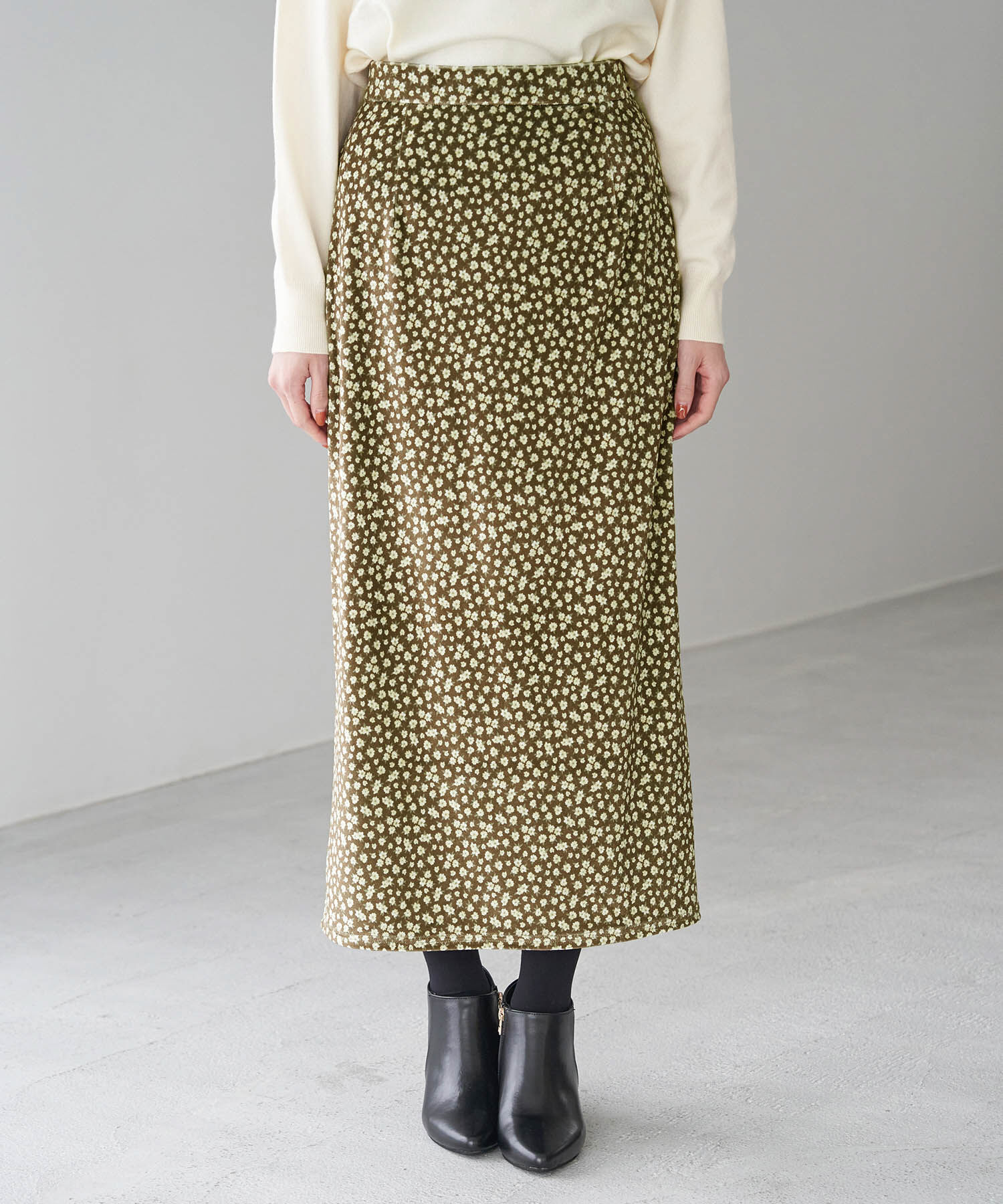 Rope&rsquo;Picnic「リンクコーデ/花柄ベロアアイラインスカート」|スカート|