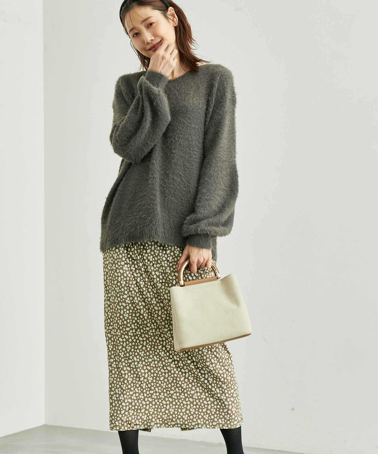 Rope&rsquo;Picnic「リンクコーデ/花柄ベロアアイラインスカート」|スカート|