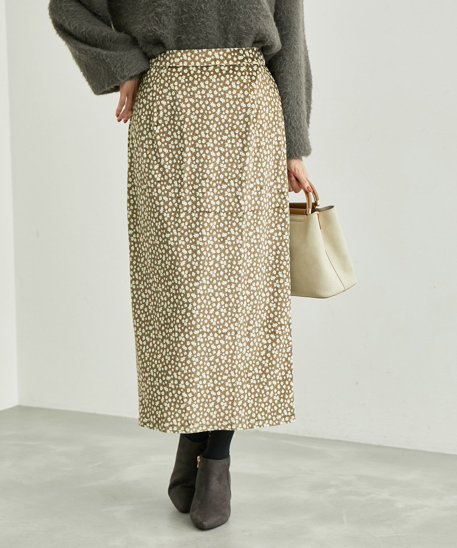 Rope&rsquo;Picnic「リンクコーデ/花柄ベロアアイラインスカート」|スカート|