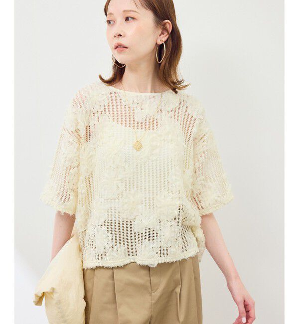 Rope&rsquo;Picnic「メッシュコード刺繍プルオーバー」|Tシャツ・カットソー|