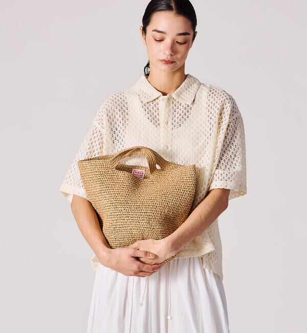  「INDIA INDUSTRY | ペーパーラフィア トートバッグ WOMEN」|トートバッグ|