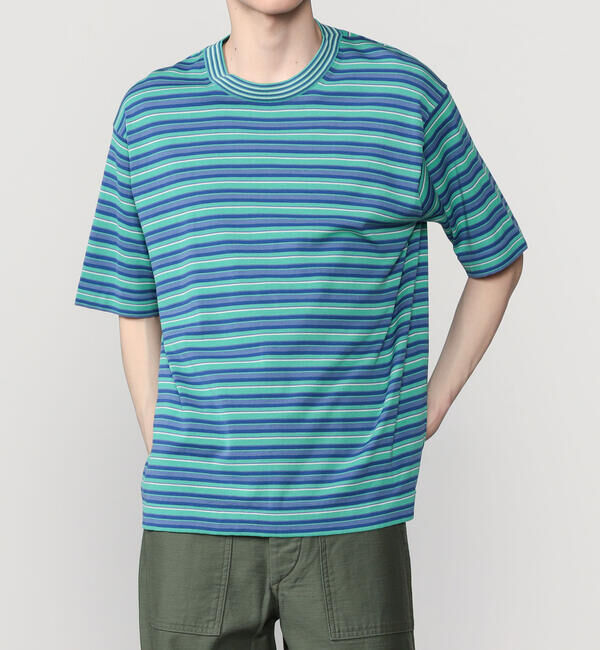  「RYE TENDER | 〈別注〉半袖 クルーネックニット MEN」|ニット・セーター|BLUE系1