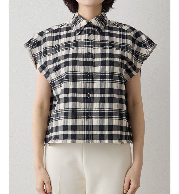 Drawing Numbers「【Drawing Numbers】チェックジャガードフレンチシャツ」|シャツ・ブラウス|