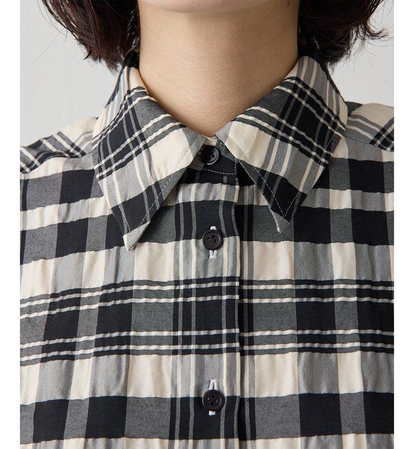 Drawing Numbers「【Drawing Numbers】チェックジャガードフレンチシャツ」|シャツ・ブラウス|