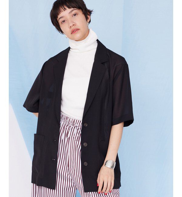 THE PAUSE「【THE PAUSE】シアーハーフスリーブジャケット」|テーラードジャケット|