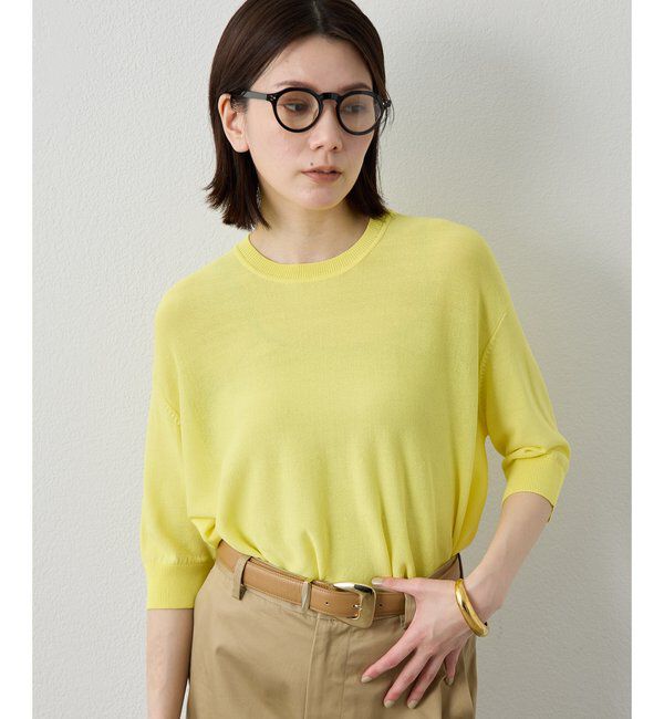 Drawing Numbers「【Drawing Numbers】クルーハーフスリーブ裾ラウンドニット」|ニット・セーター|