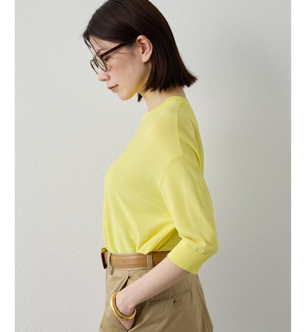 Drawing Numbers「【Drawing Numbers】クルーハーフスリーブ裾ラウンドニット」|ニット・セーター|