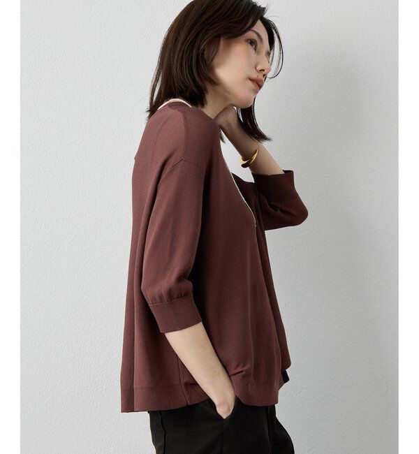 Drawing Numbers「【Drawing Numbers】クルーハーフスリーブ裾ラウンドニット」|ニット・セーター|