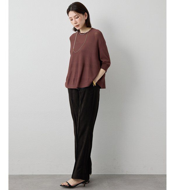 Drawing Numbers「【Drawing Numbers】クルーハーフスリーブ裾ラウンドニット」|ニット・セーター|