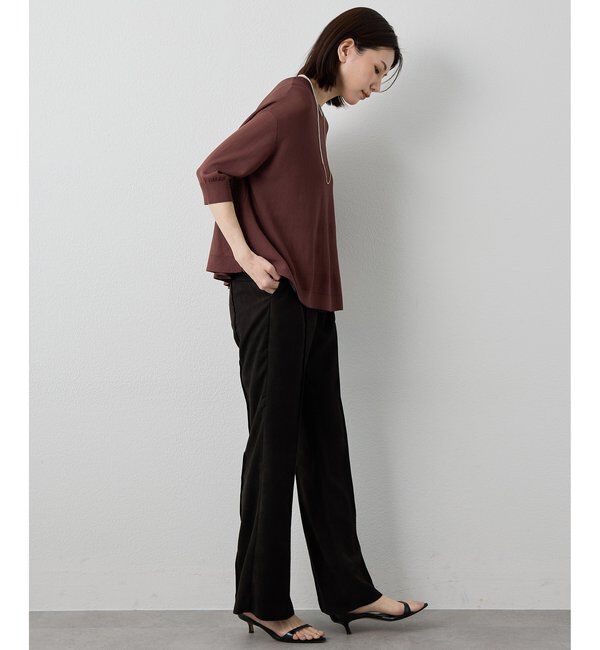 Drawing Numbers「【Drawing Numbers】クルーハーフスリーブ裾ラウンドニット」|ニット・セーター|