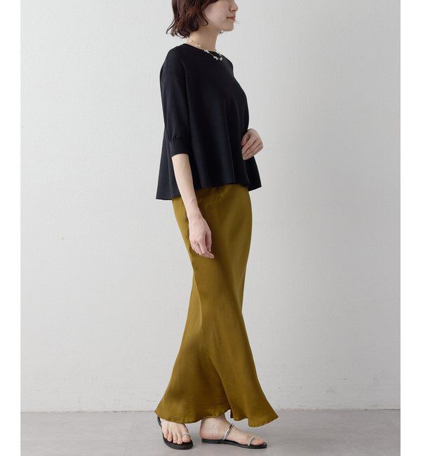 Drawing Numbers「【Drawing Numbers】クルーハーフスリーブ裾ラウンドニット」|ニット・セーター|