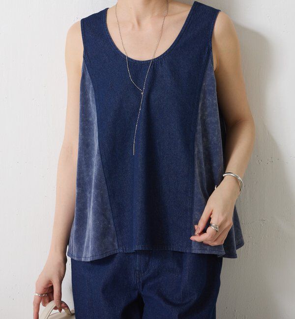  「Q.anosライトオンスデニムフレアタンクトップ」|Tシャツ・カットソー|