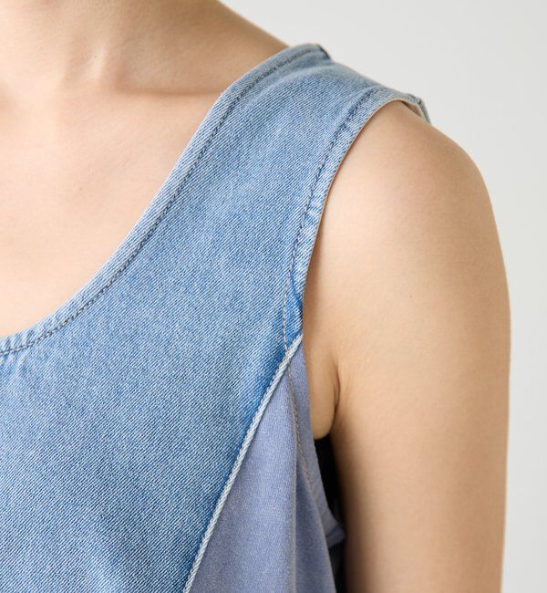  「Q.anosライトオンスデニムフレアタンクトップ」|Tシャツ・カットソー|