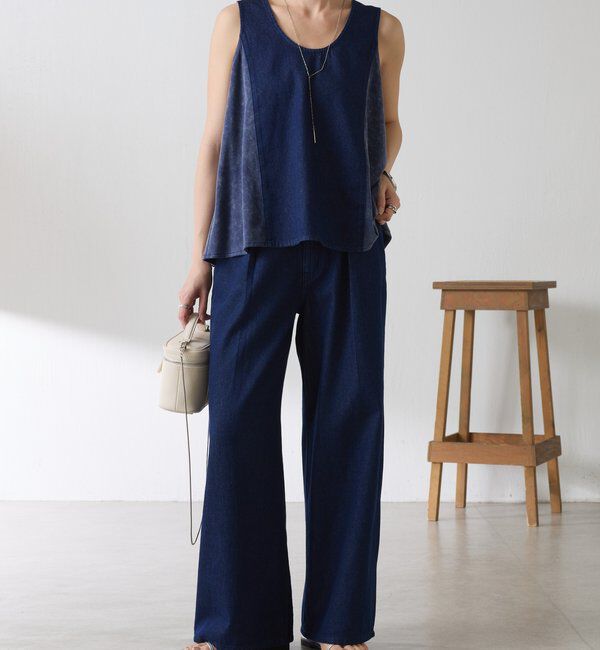  「Q.anosライトオンスデニムフレアタンクトップ」|Tシャツ・カットソー|