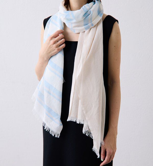  「【PAPILLONNER/パピヨネ】アシンメトリーボーダーストール」|ストール|