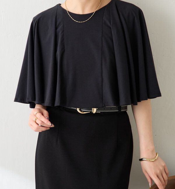  「【接触冷感/二の腕カバー】ケープデザインカットソー」|Tシャツ・カットソー|