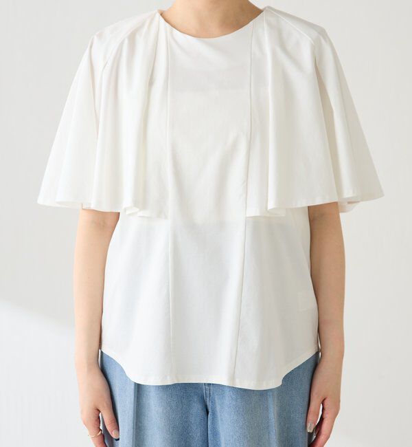  「【接触冷感/二の腕カバー】ケープデザインカットソー」|Tシャツ・カットソー|