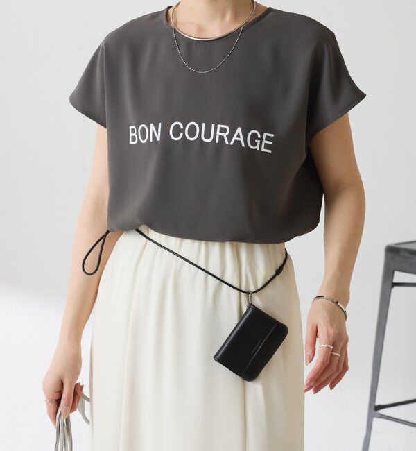  「【さらっとした着心地】ジョーゼットフレンチロゴTシャツ」|Tシャツ・カットソー|