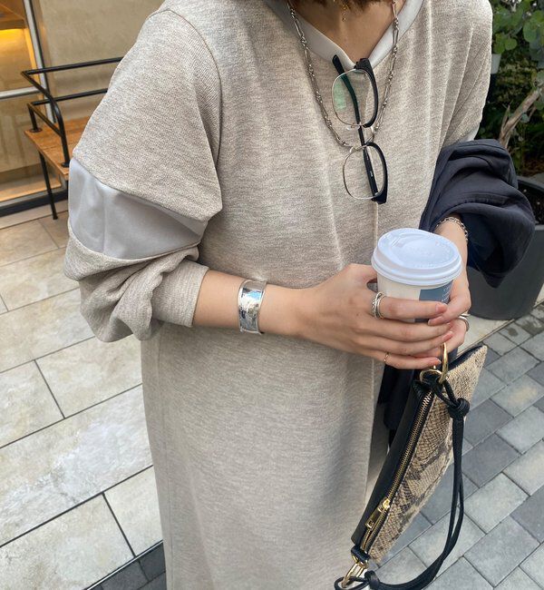  「【インフルエンサーSAKURA企画】リネンライクエアリー袖切替ワンピース」|ワンピース|