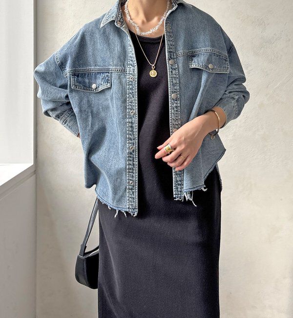  「【セットアップ可能】デニムショートシャツ」|シャツ・ブラウス|