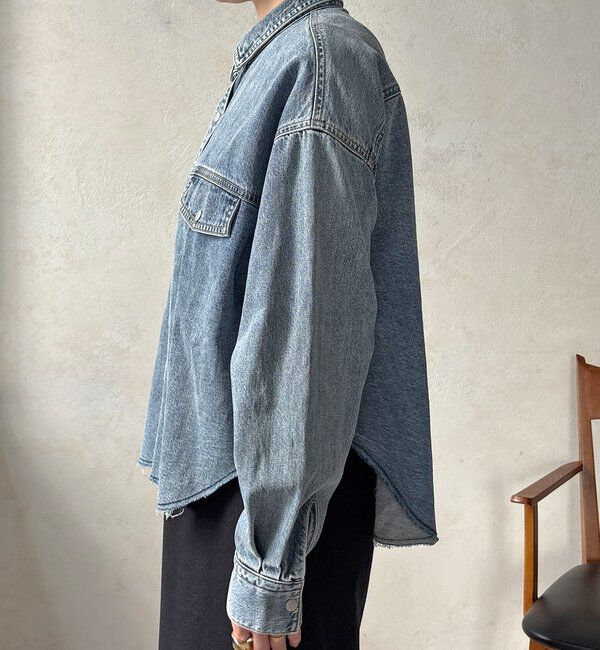  「【セットアップ可能】デニムショートシャツ」|シャツ・ブラウス|