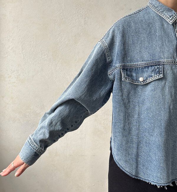  「【セットアップ可能】デニムショートシャツ」|シャツ・ブラウス|