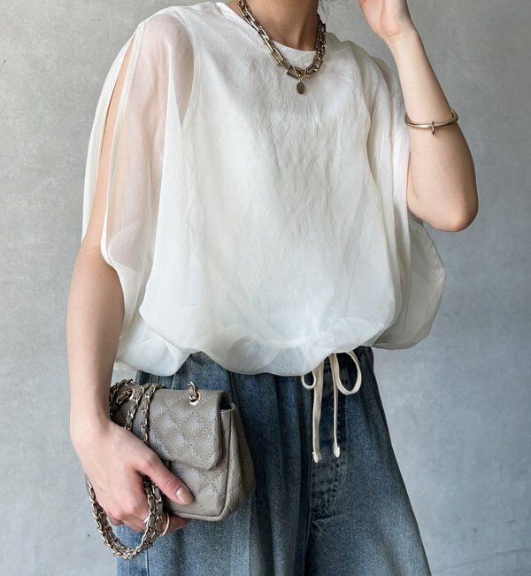  「【WEB限定】オーガンジーレイヤードバルーンプルオーバー」|シャツ・ブラウス|オフホワイト