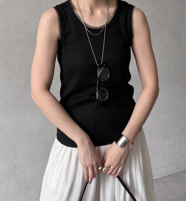  「ラメリブチュールタンク」|Tシャツ・カットソー|