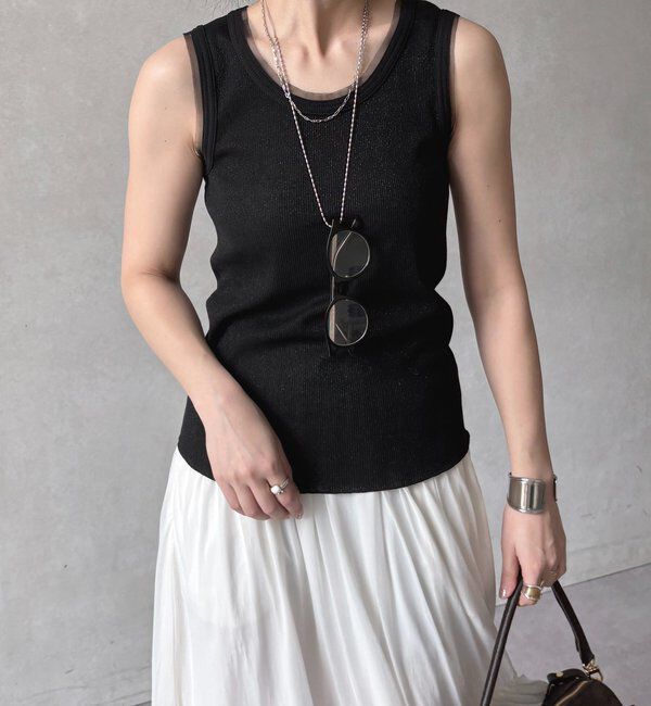  「ラメリブチュールタンク」|Tシャツ・カットソー|