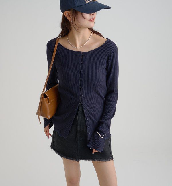  「起毛リブボタンカーディガン」|Tシャツ・カットソー|