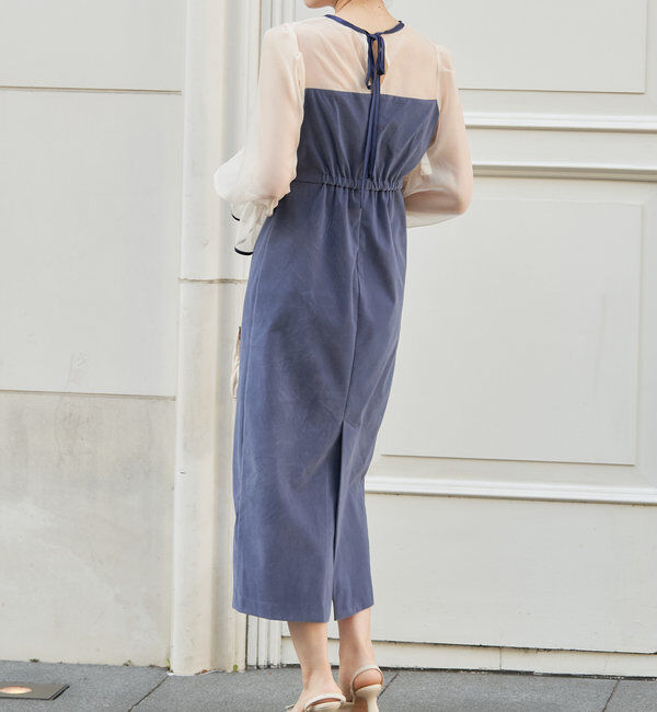  「【結婚式/ドレス/サイズ展開あり】配色シアーベアデザインワンピース」|ドレス|