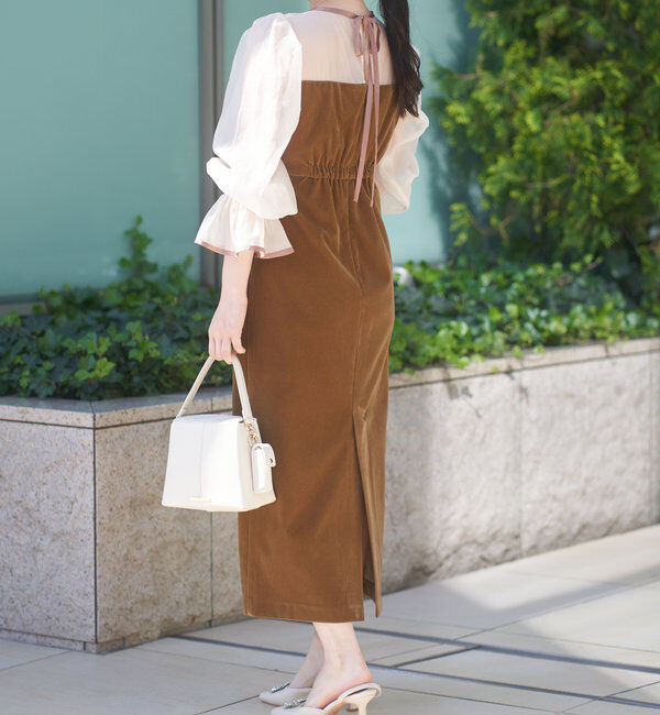  「【結婚式/ドレス/サイズ展開あり】配色シアーベアデザインワンピース」|ドレス|