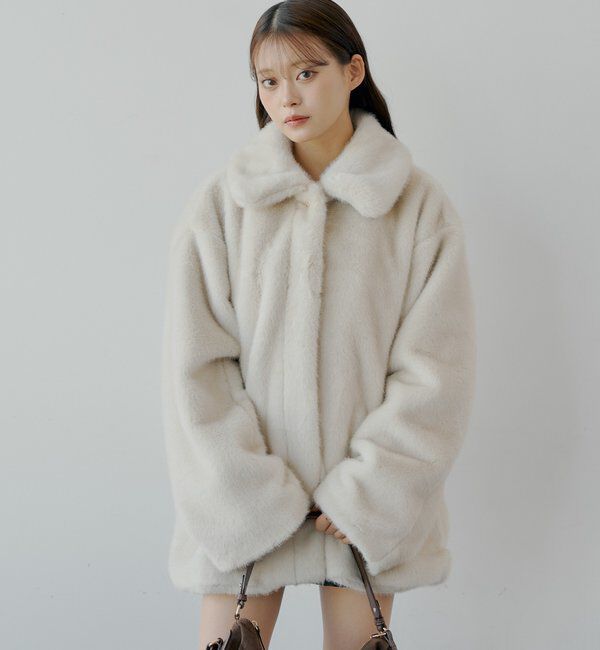  「金釦ミディアム丈ファーコート」|その他|